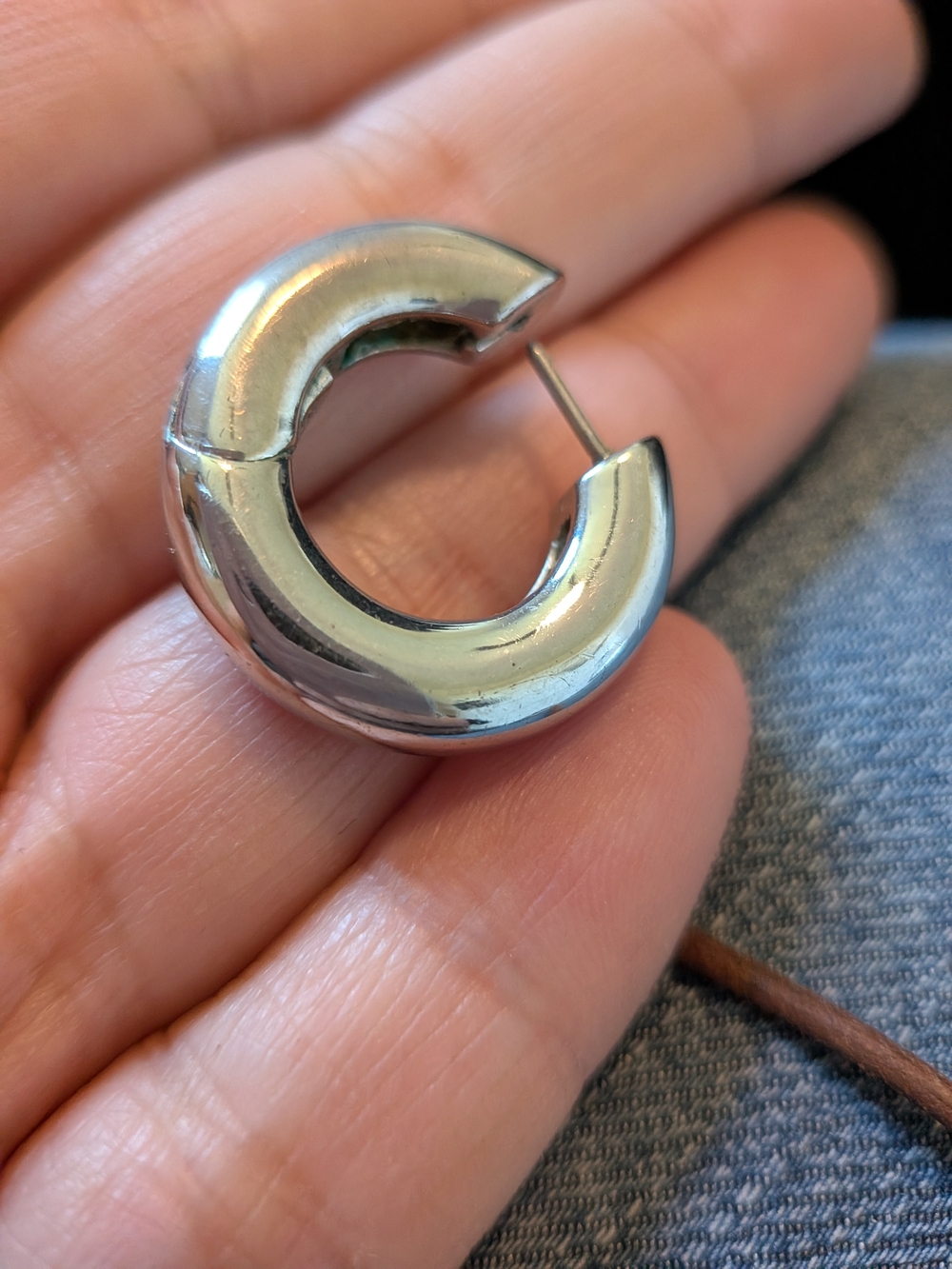 BaubleBar Polished Silver Chunky Hoop Earrings - Picture 3 of 6